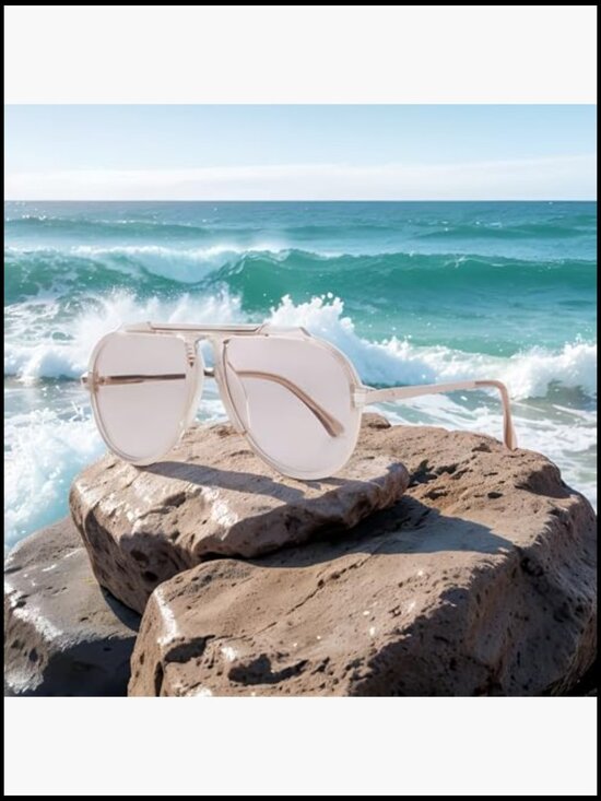 Oversized Aviator Sunglasses with UV400 Protection, Tangle Free Design